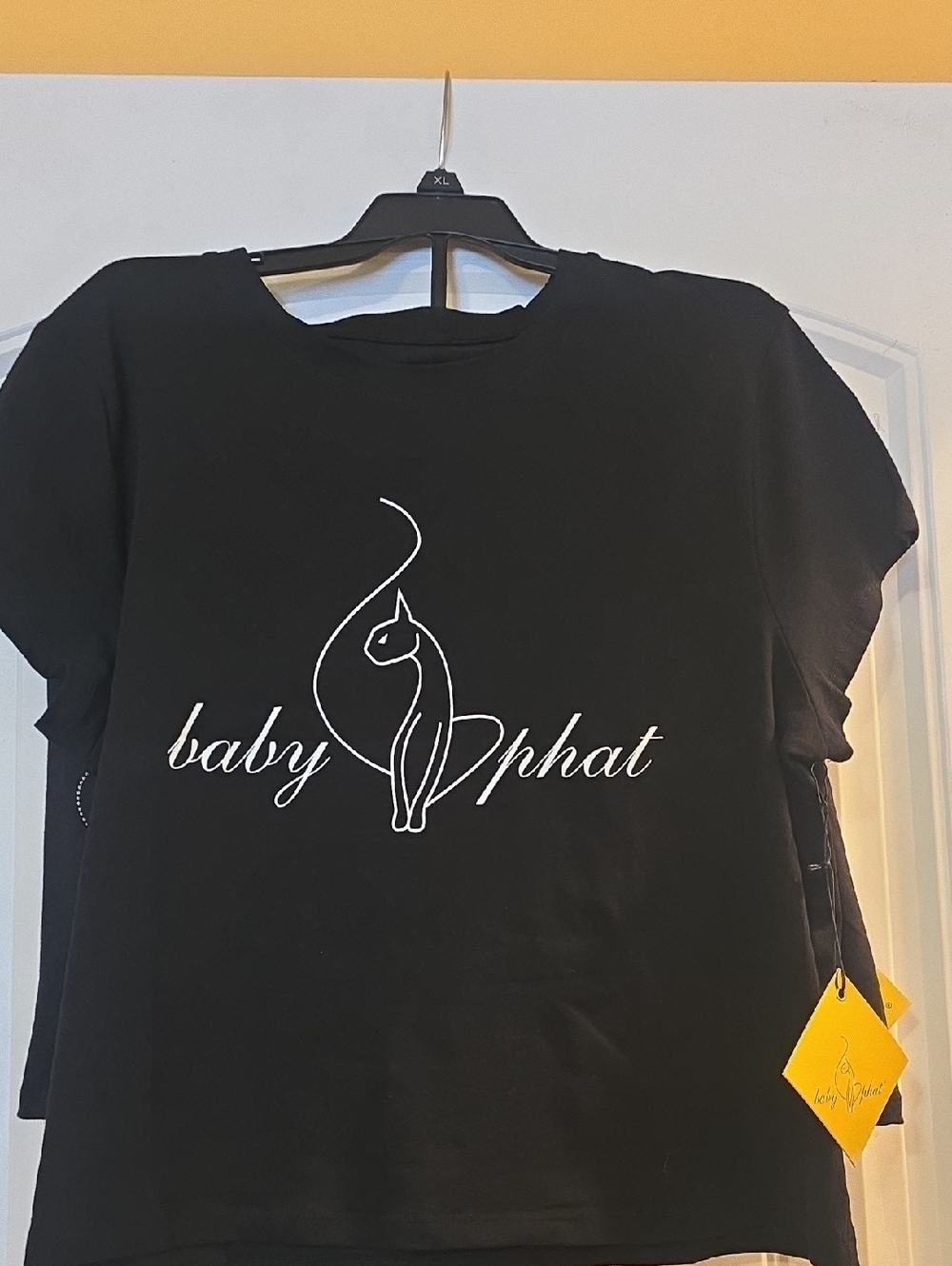 Baby Phat Black Tee with White Script Cat Logo Short Set